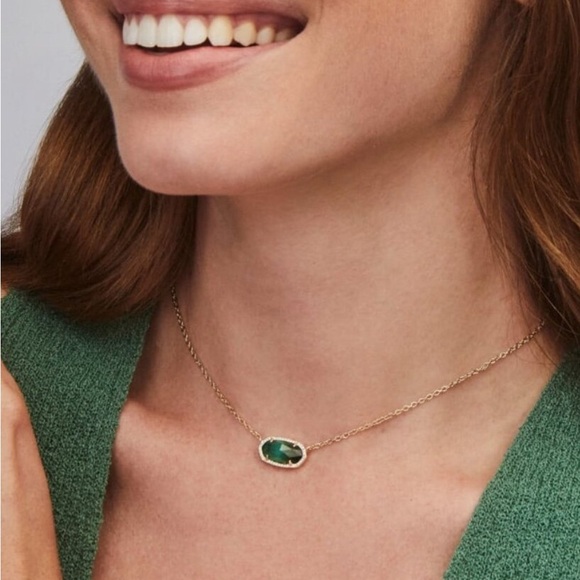 Kendra Scott Gold and Green Necklace with Emerald Stone - Picture 2 of 3